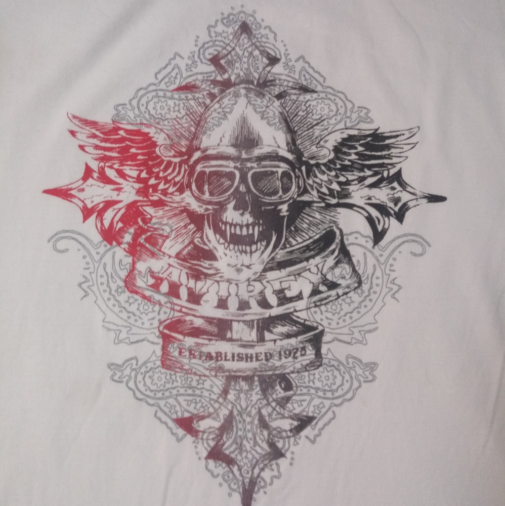 Vtg 90's AVIREX Winged Skull T-Shirt Men's 2XL